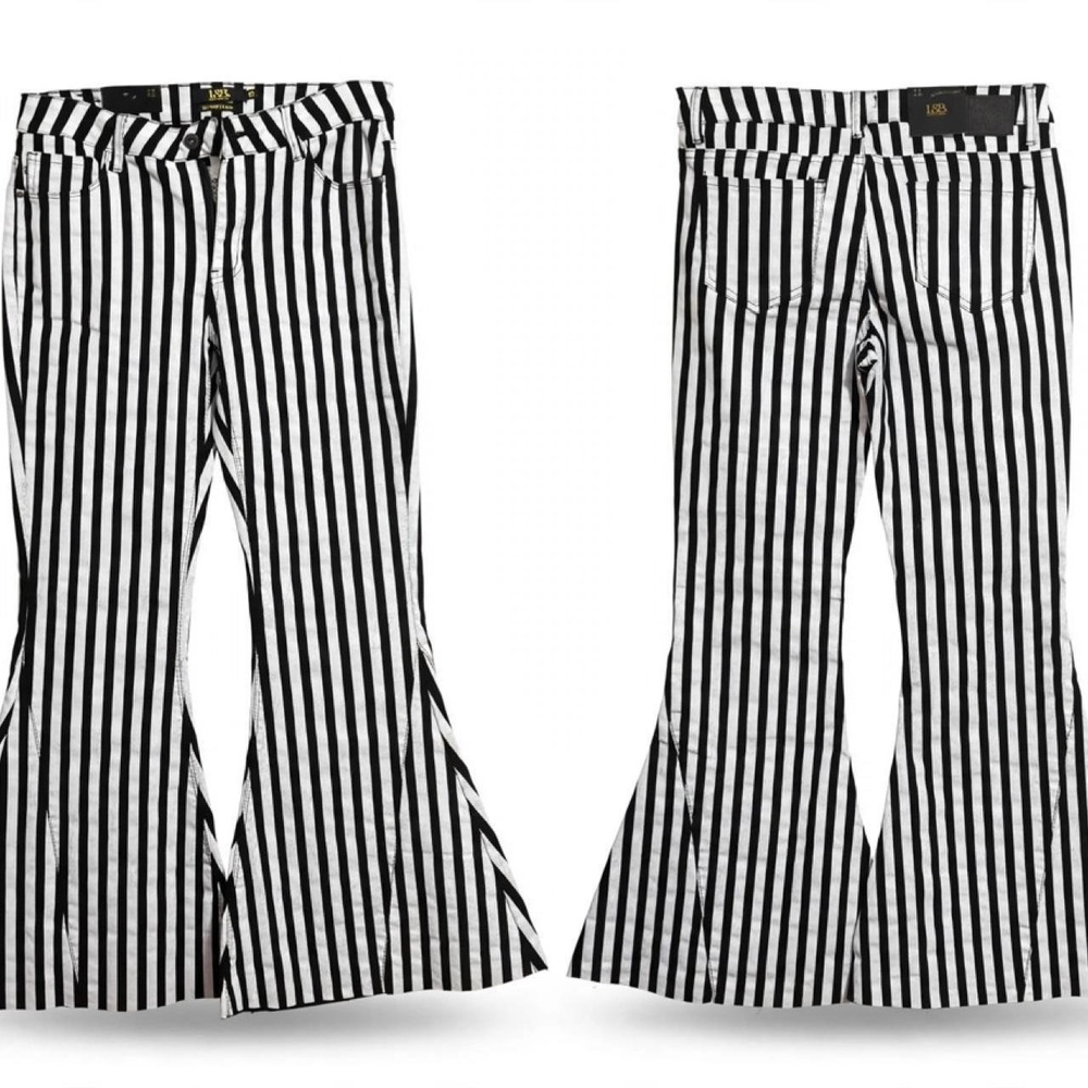 Black & white striped flare jeans SZ 12